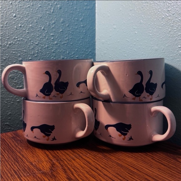 Vintage 80s Blue Goose Stacking Soup Mugs | Set of 4 - Picture 12 of 12